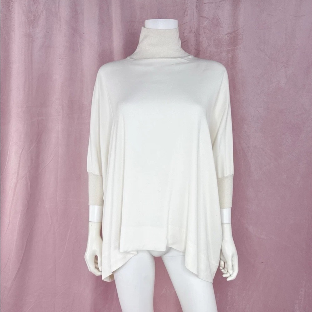 Vince Womens White Dolman Top Blouse Short-Sleeved Ribbed Cuffs L Collar Size XS